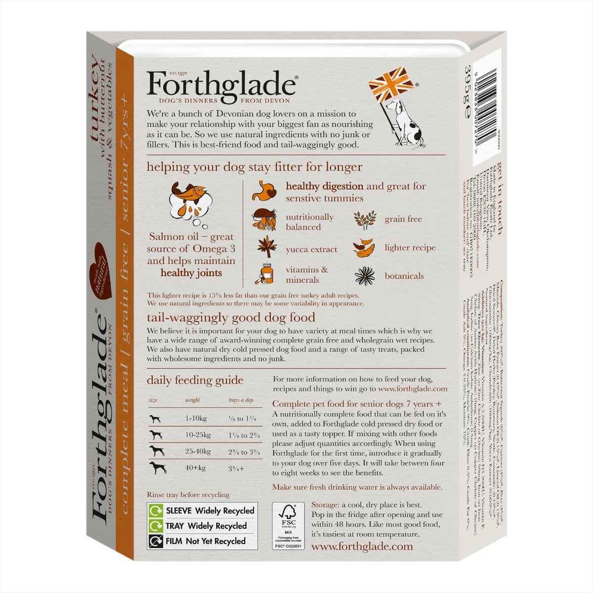 Forthglade Grain Free Senior Complete Turkey Butternut Squash & Veg 395g 18pk