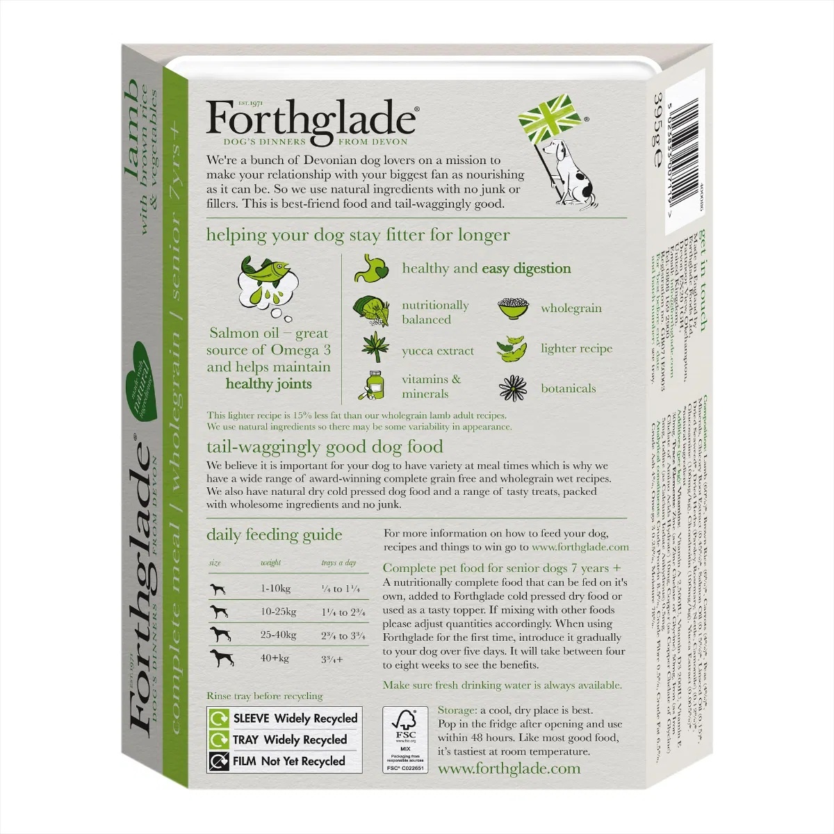 Forthglade Senior Dog Complete Wholegrain Lamb Brown Rice & Veg 395g 18pk