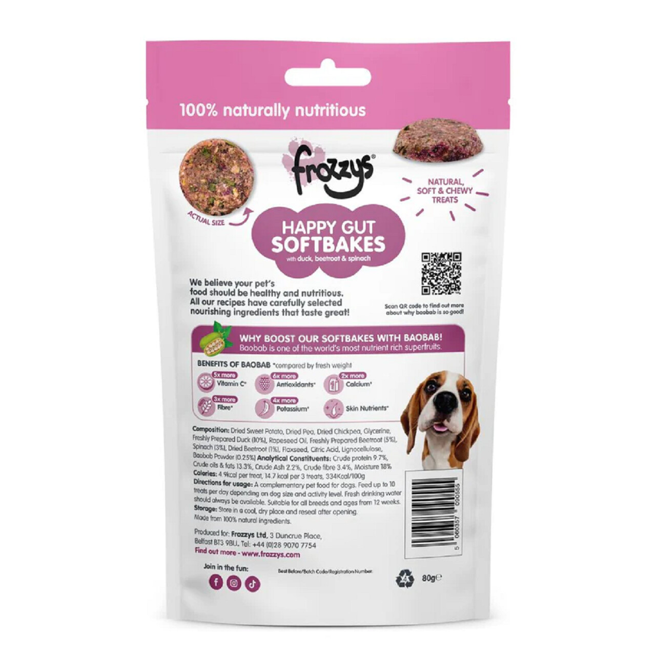 Frozzys Happy Gut BAOBAB Duck  Beetroot & Spinach Flavour