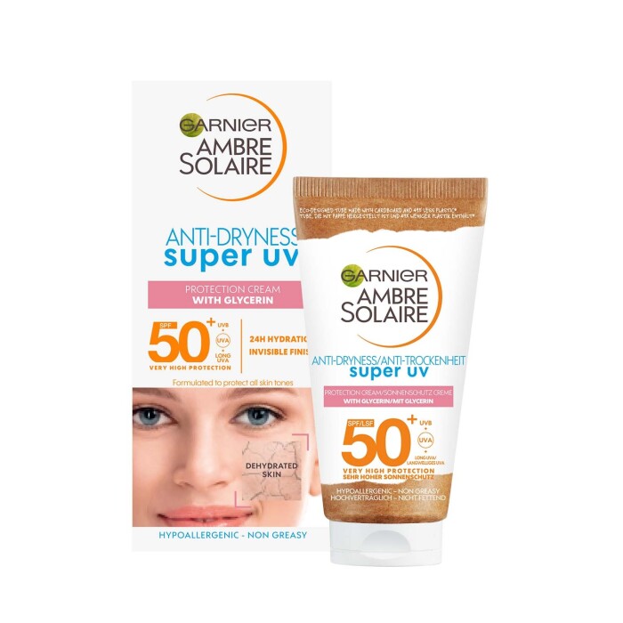 Image of Garnier Ambre Solaire Anti-Dryness Super UV Protection Cream SPF50+