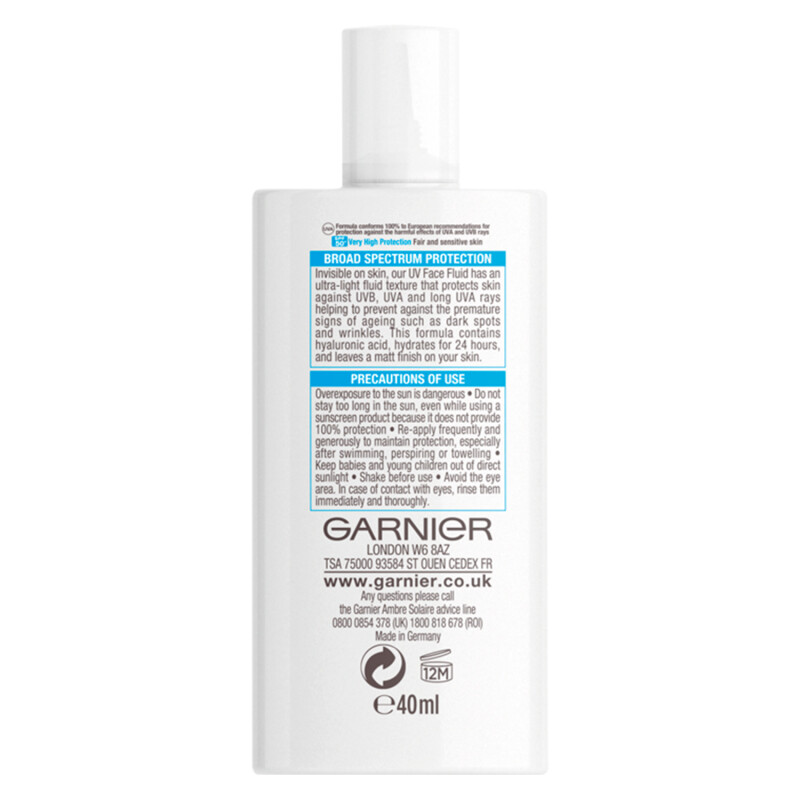Garnier Ambre Solaire Sensitive Advanced UV Face Fluid SPF50+