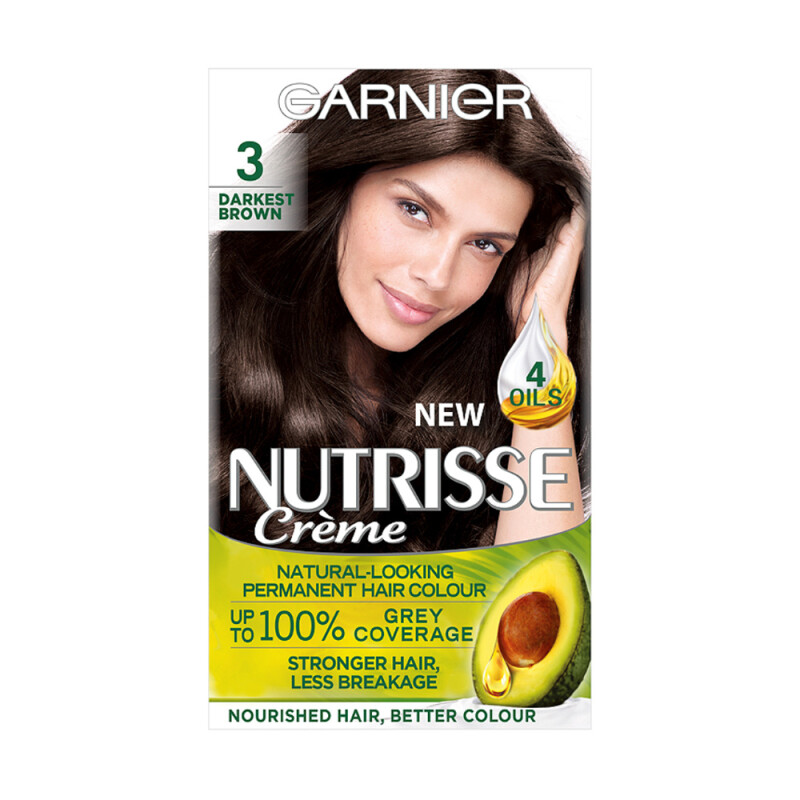 LOreal Garnier Nutrisse 3 Darkest Brown Permanent Hair Dye