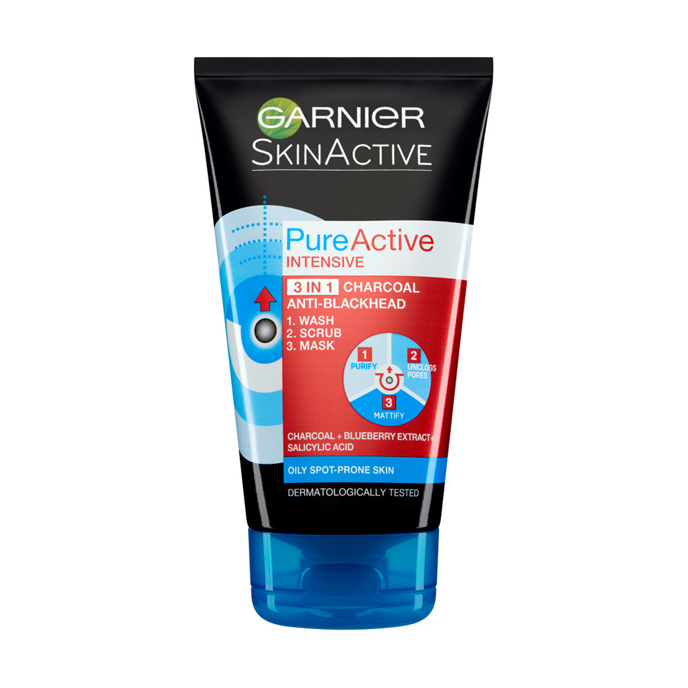 Garnier Pure Active 3in1 Charcoal Anti-Blackhead Wash Scrub & Mask Review