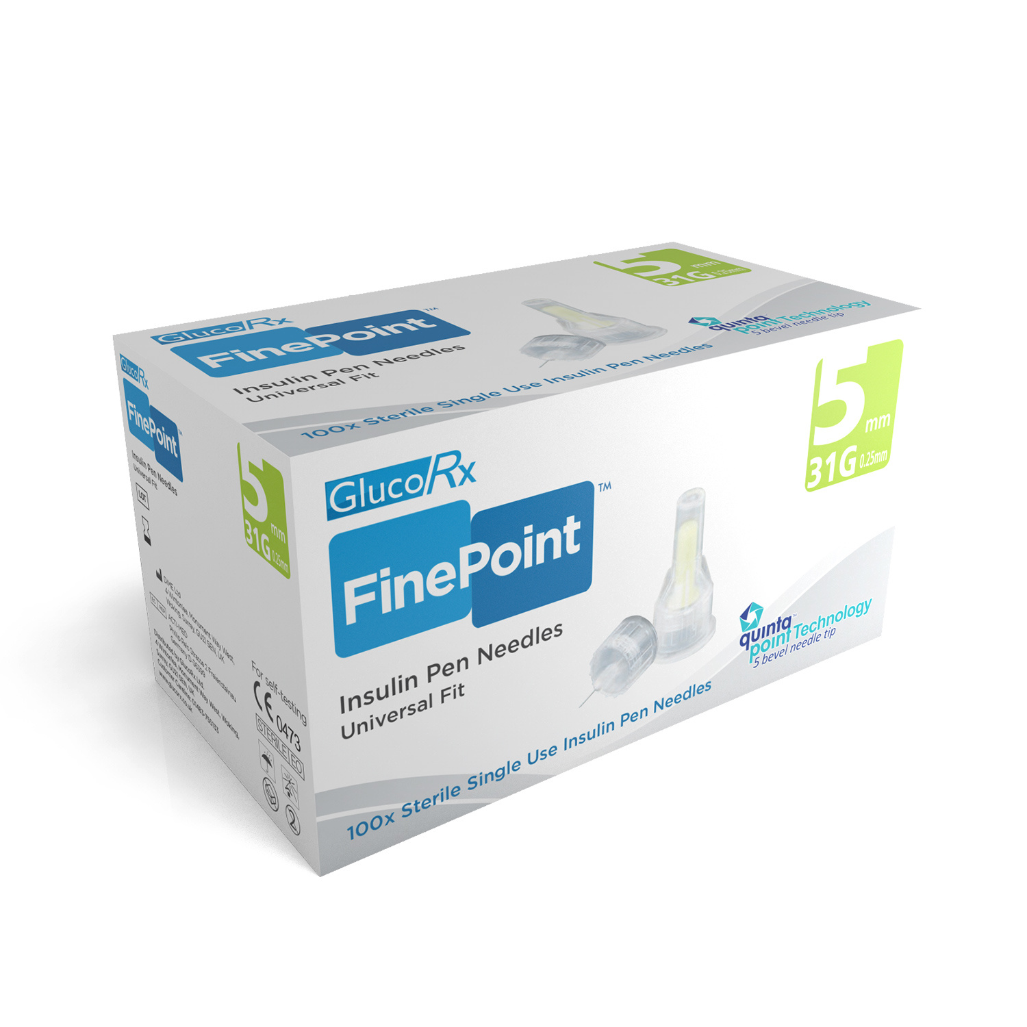GlucoRx Finepoint Ins Pen Needles 5mm