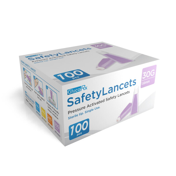GlucoRx Safety Lancets 30g 1.6mm