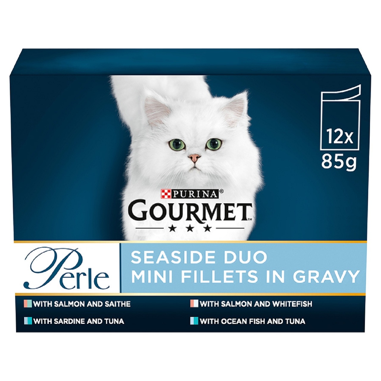 Gourmet Perle Adult Wet Cat Food Pouch Seaside Duos 12x85g