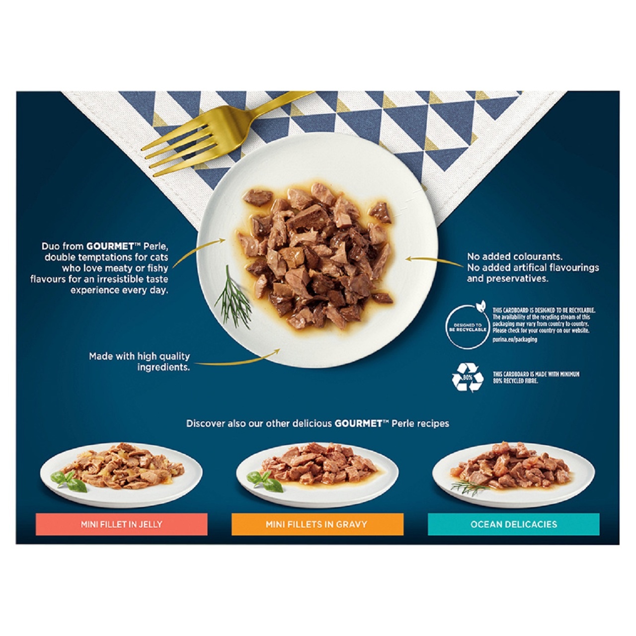 Gourmet Perle Adult Wet Cat Food Pouch Seaside Duos 12x85g