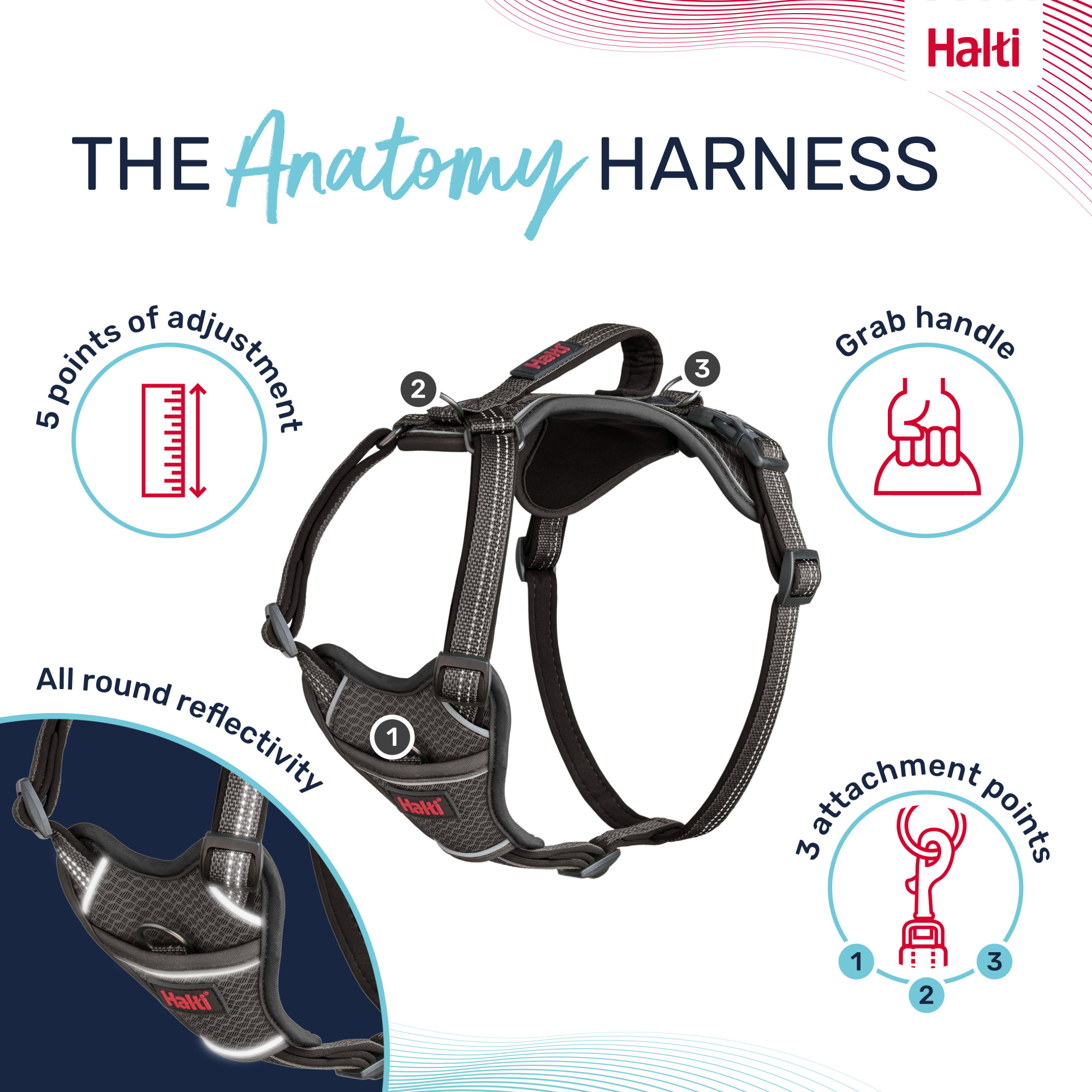 Halti Anatomy Harness Grey Small 