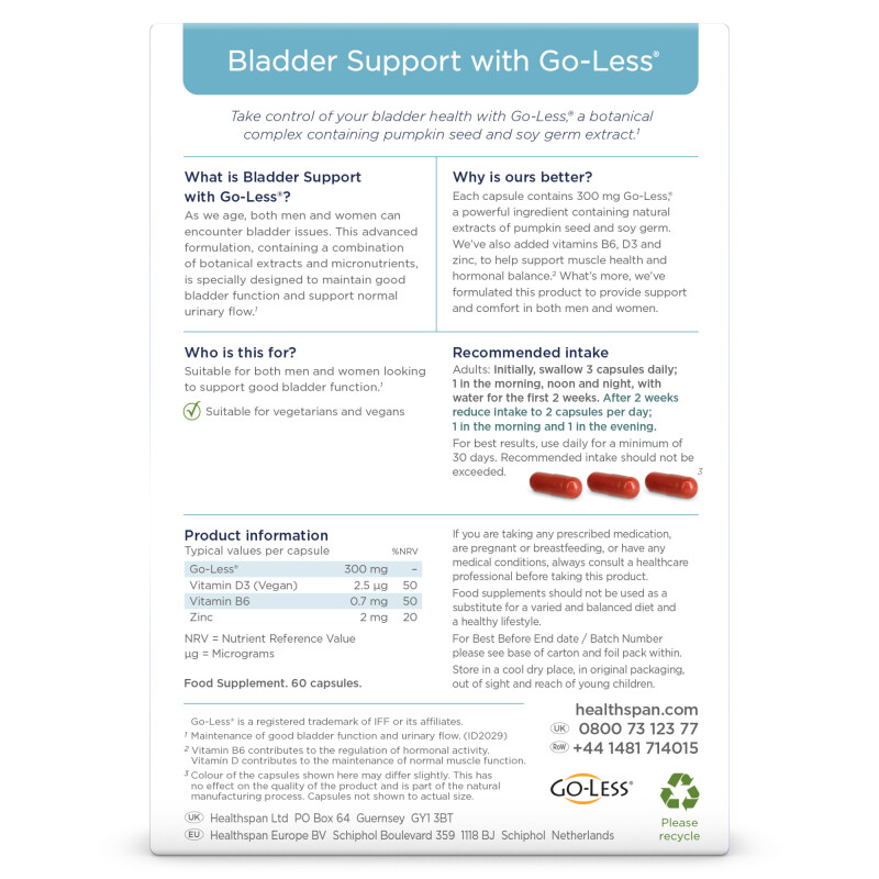 Healthspan Bladder Support with Go-Less