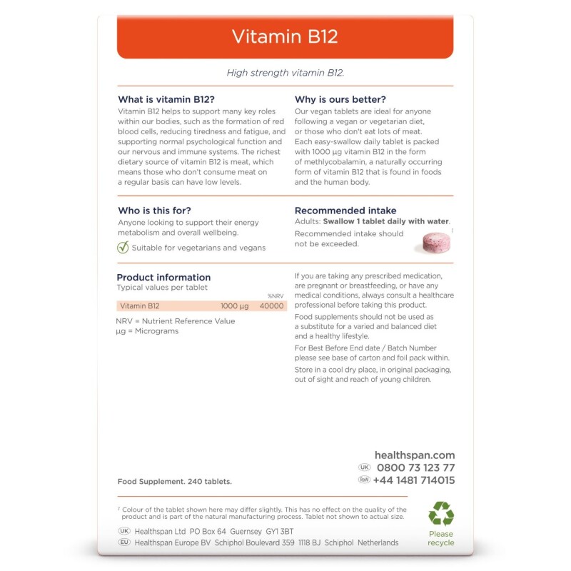 Healthspan Vitamin B12 - 1,000ug