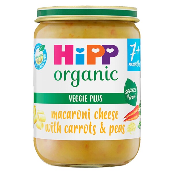 HiPP Organic Macaroni Cheese with Carrots & Peas Jar 7+ Months 