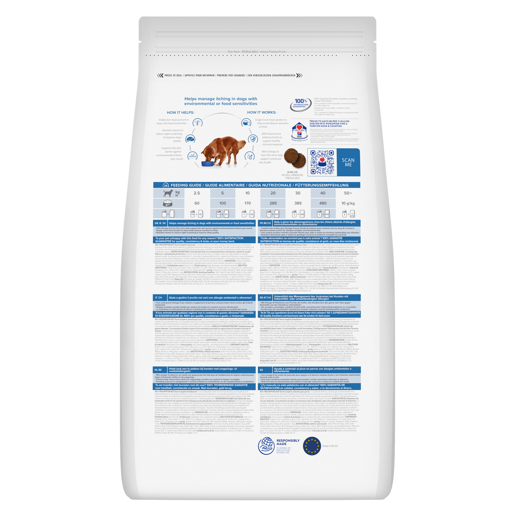 Hill's Prescription Diet Derm Complete Food Sensitivities Dry Dog Food 1.5kg