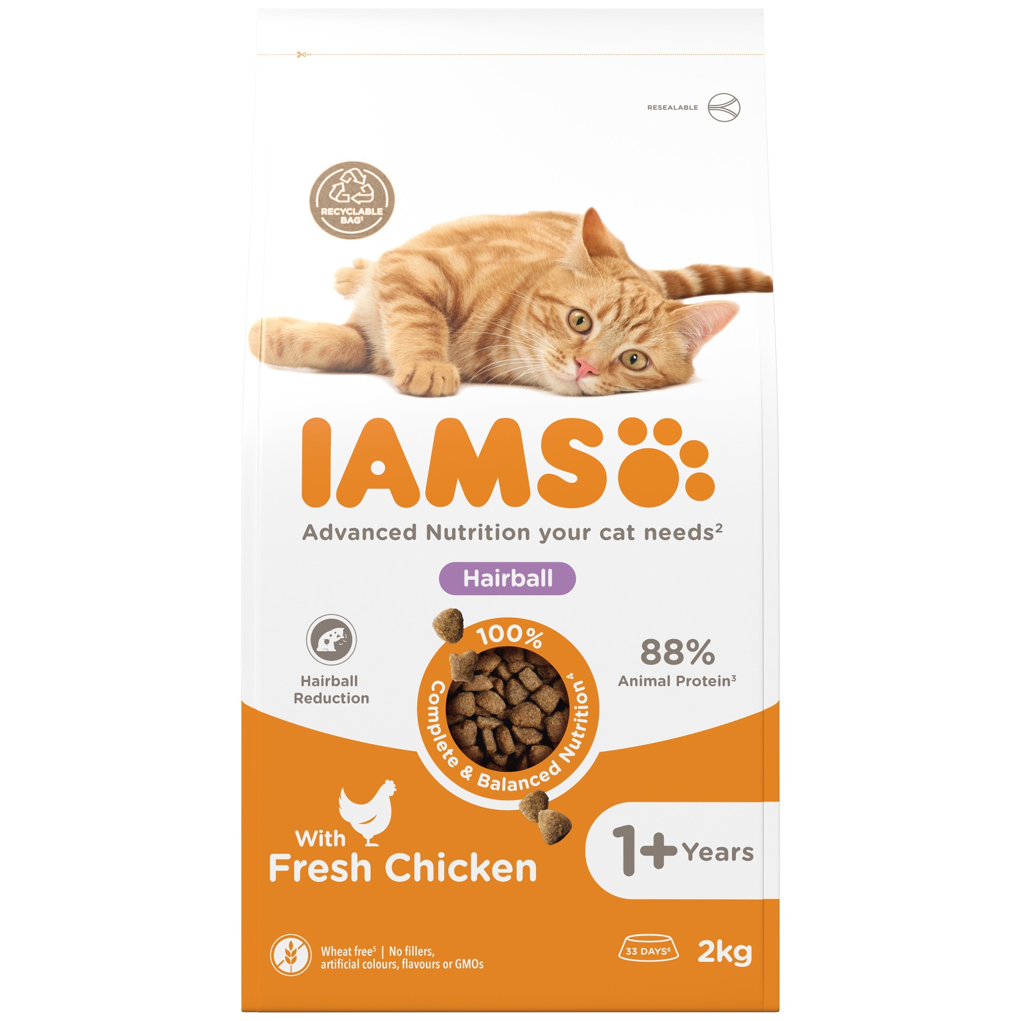 Iams Vitality Hairball Cat With Fresh Chicken 2kg
