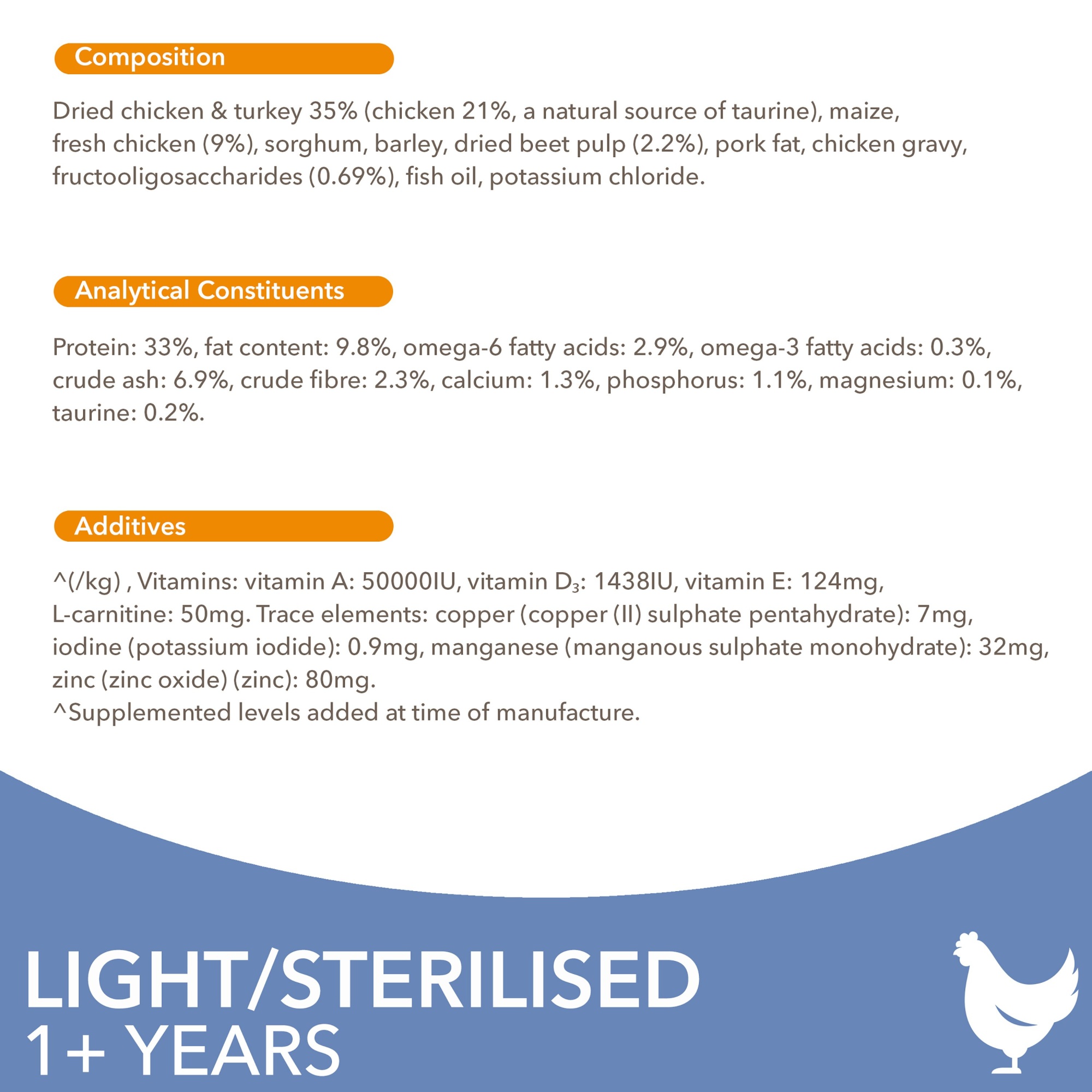 Iams Vitality Light Fat Sterilised Cat Chicken 2kg