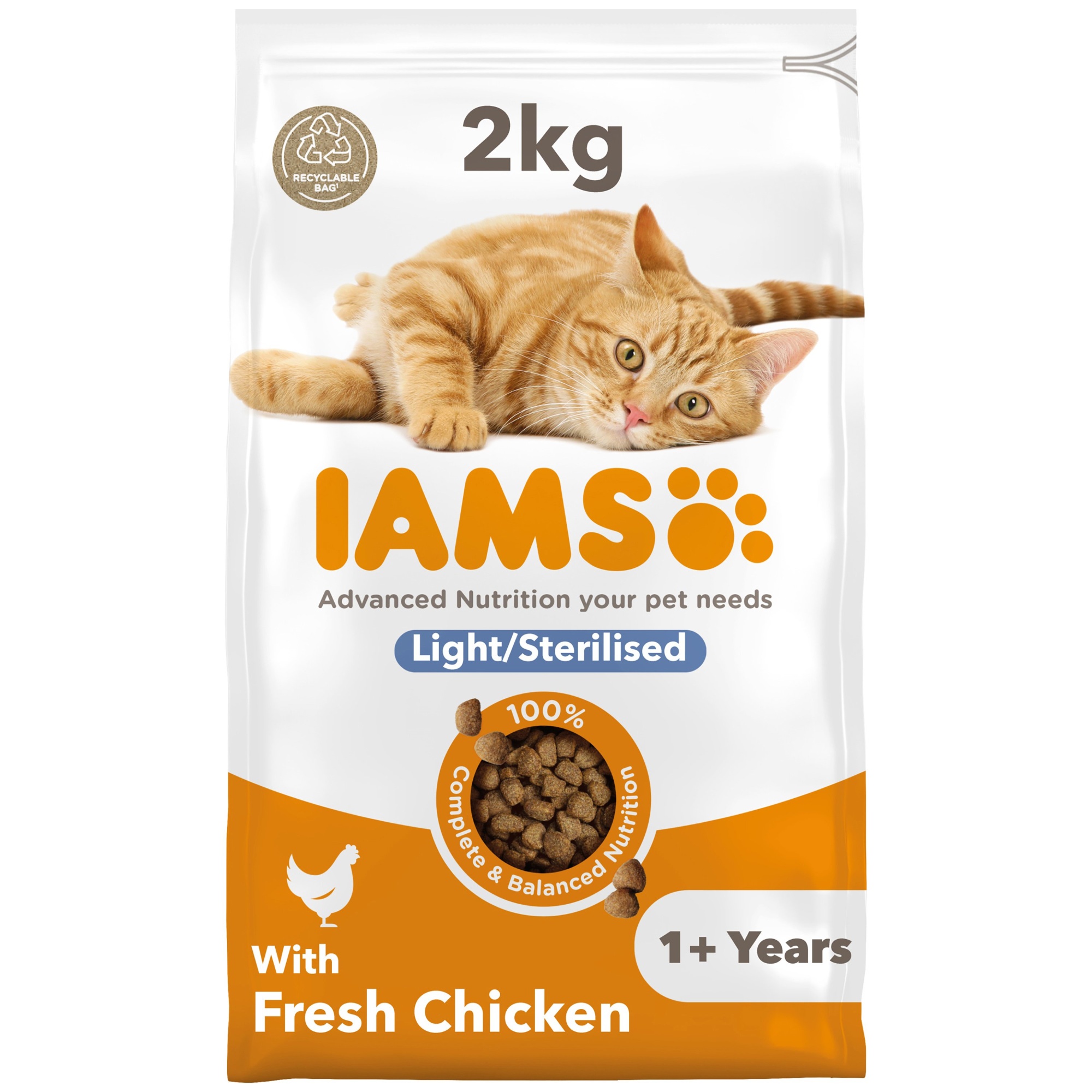 Iams Vitality Light Fat Sterilised Cat Chicken 2kg
