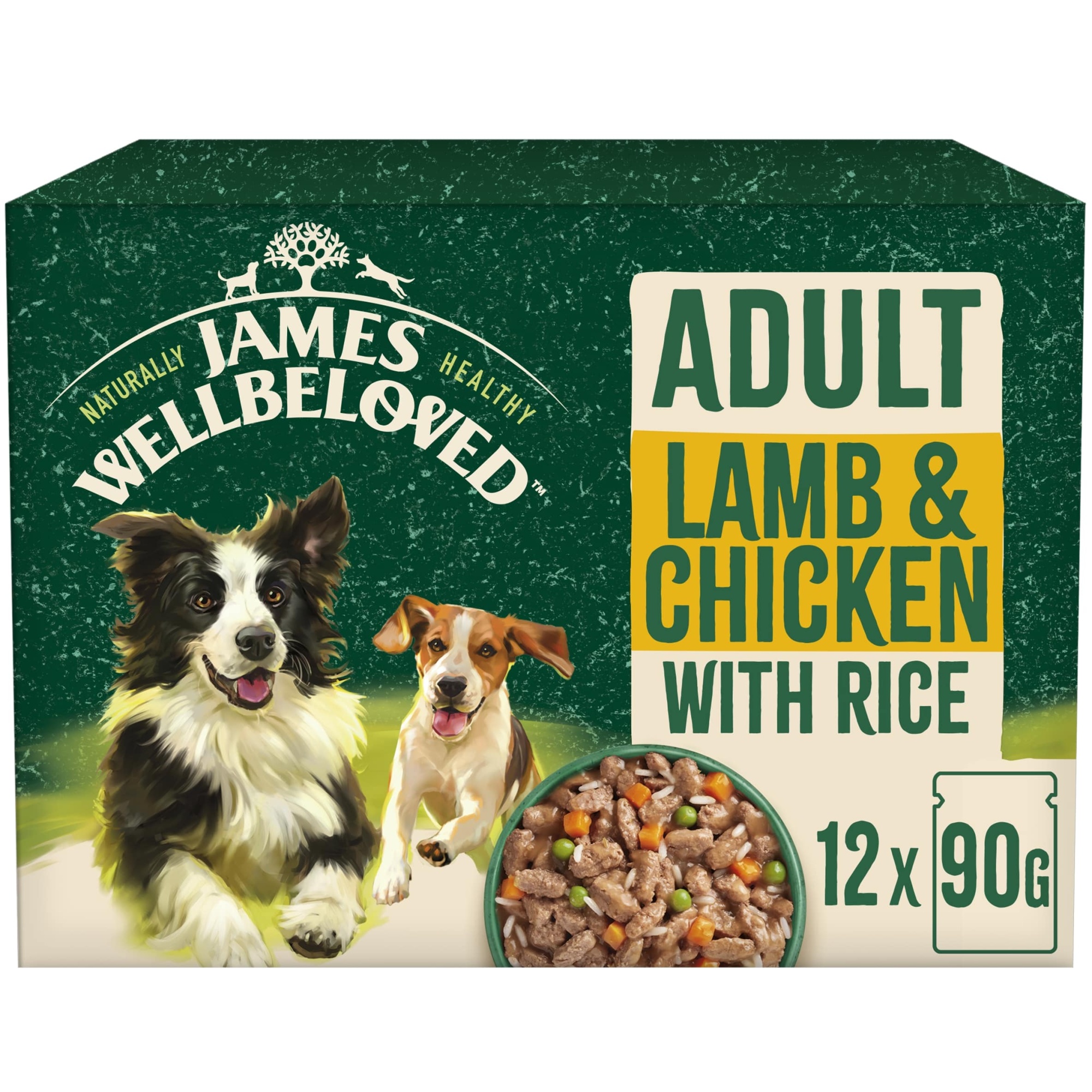 James Wellbeloved Adult Wet Dog Food Lamb Chicken & Rice Gravy Pouch 12x90g