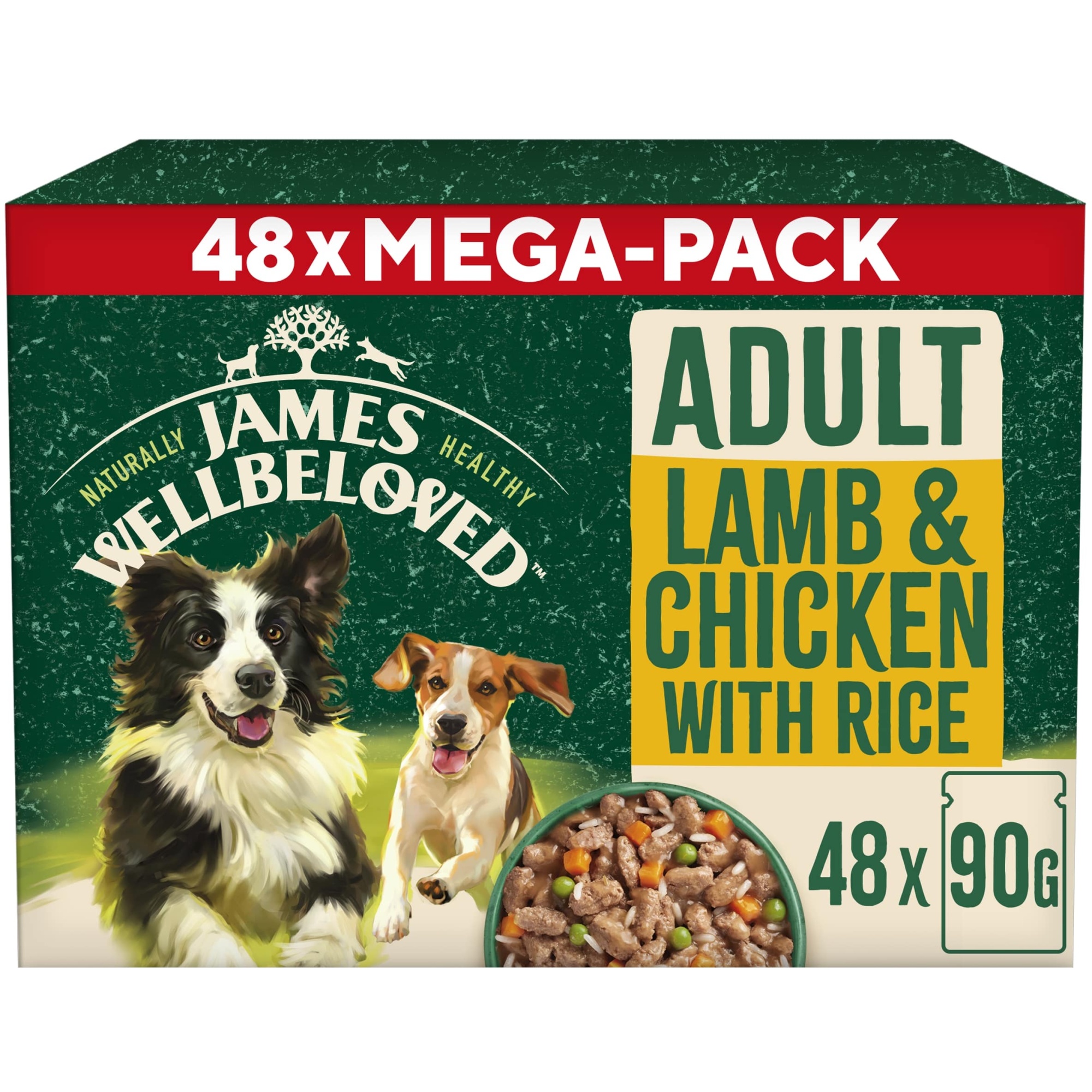 James Wellbeloved Adult Wet Dog Food Lamb Chicken & Rice Pack Pouch 48x90g
