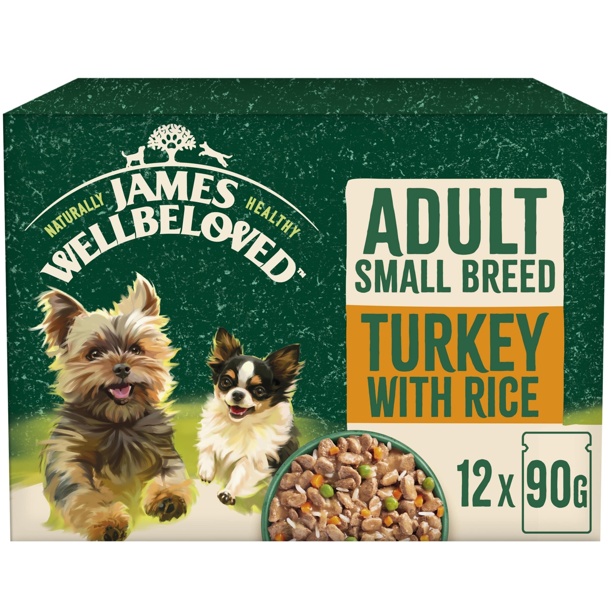 James Wellbeloved Adult Wet Dog Food Small Breed Turkey & Rice Pouch 12x90g