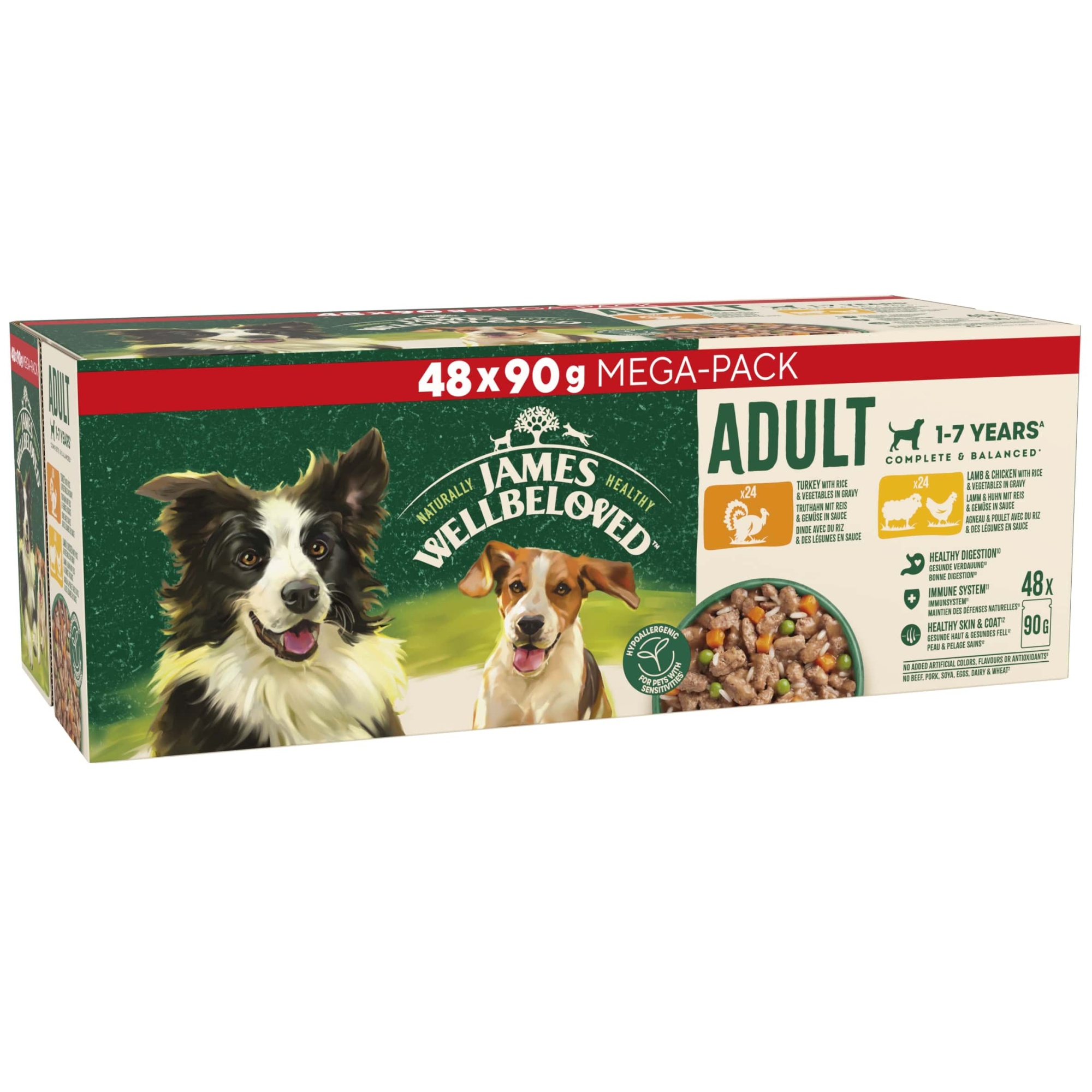 James Wellbeloved Adult Wet Dog Food in Gravy Variety Pack Pouch 48x90g