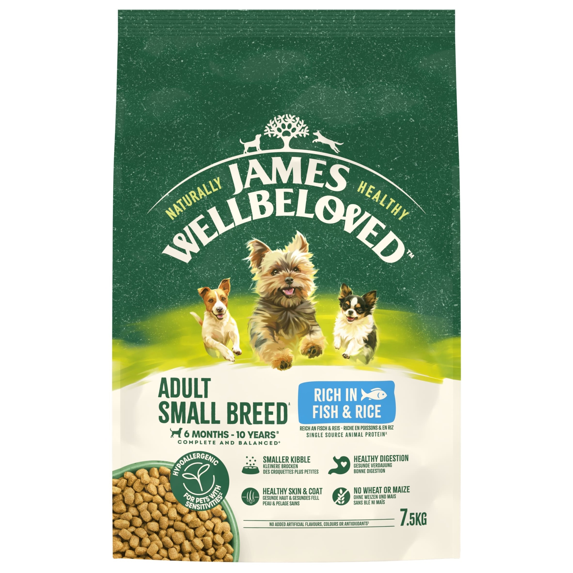James Wellbeloved Dry Dog Adult Small Breed Fish & Rice 7.5kg