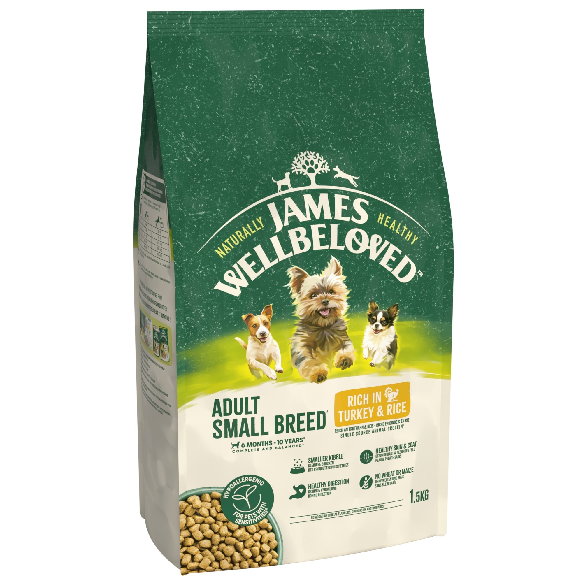 James Wellbeloved Dry Dog Adult Small Breed Turkey & Rice 1.5kg