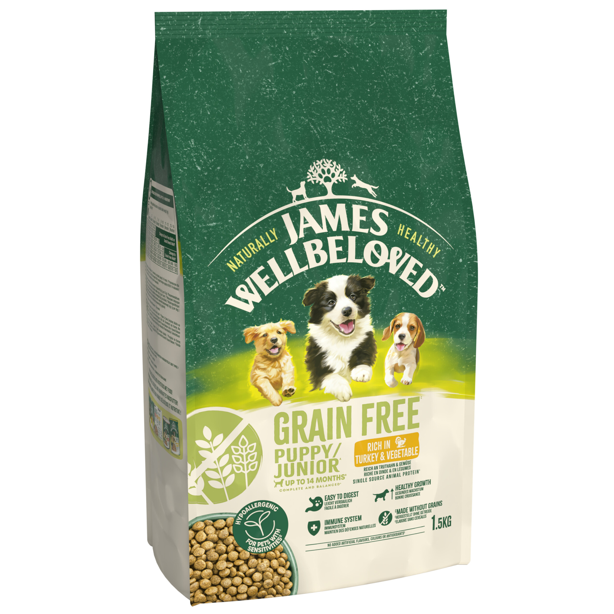 James Wellbeloved Dry Dog Grain Free Puppy / Junior Turkey & Veg 1.5kg