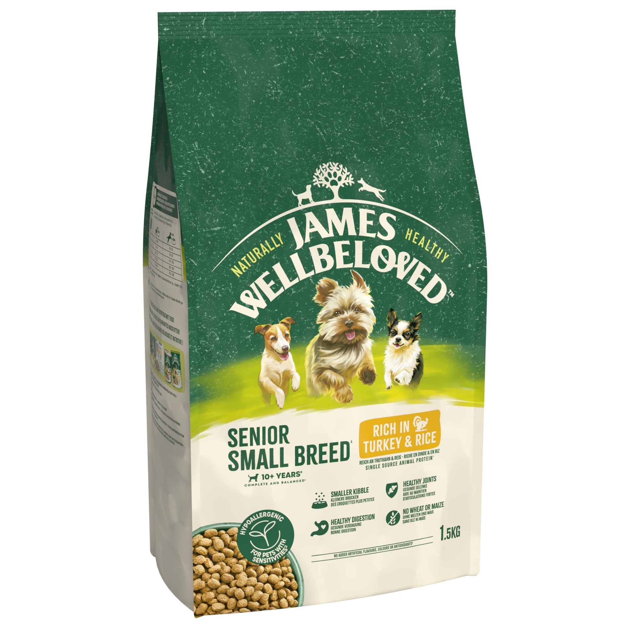 James Wellbeloved Dry Dog Senior Small Breed Turkey & Rice 1.5kg