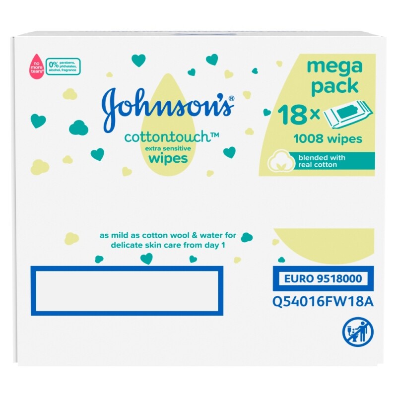 Johnsons Baby Cotton Touch Wipes 56 Pieces 18 Pack