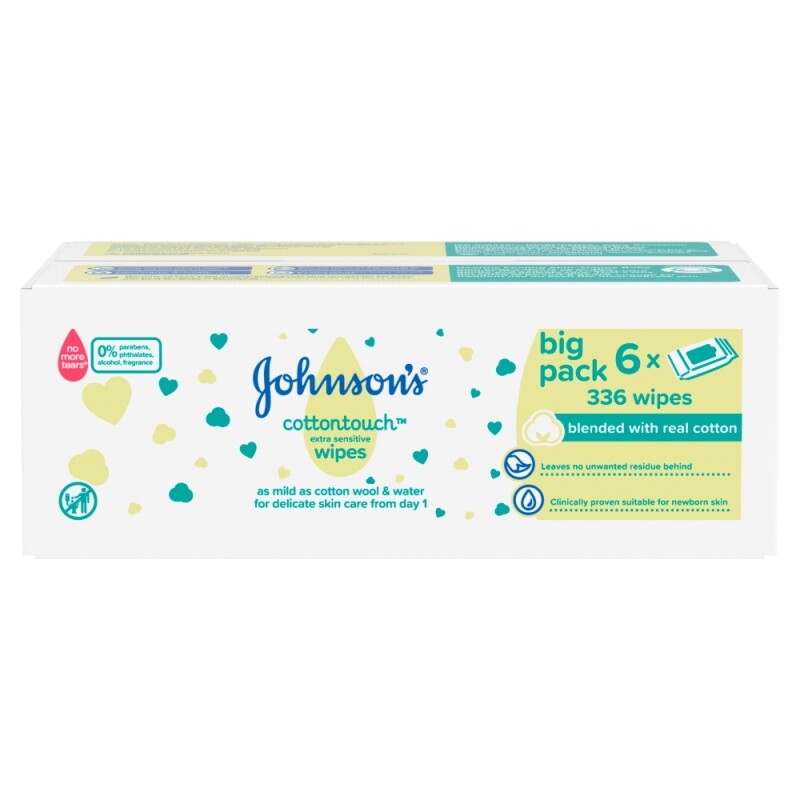 Johnsons Baby Cotton Touch Wipes 56 Pieces 6 Pack