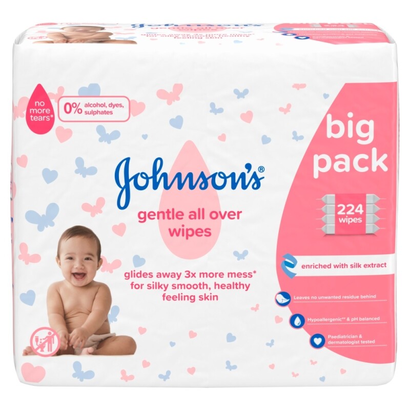 Johnsons Baby Gentle All Over 224 Wipes