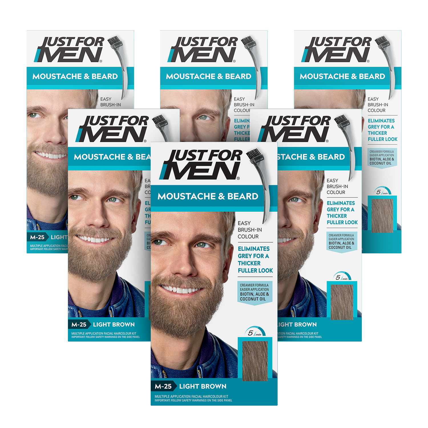 Just For Men Brush-In Nat Light Brown 6 Pack