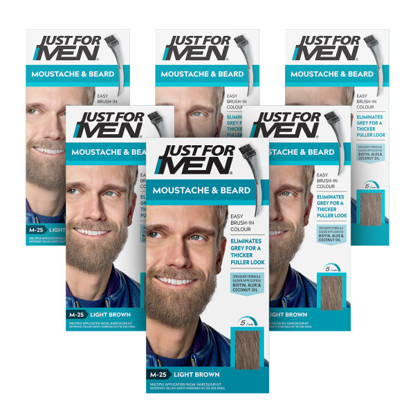 Just For Men Moustache & Beard Light Brown Hair Dye M-25 6 Pack