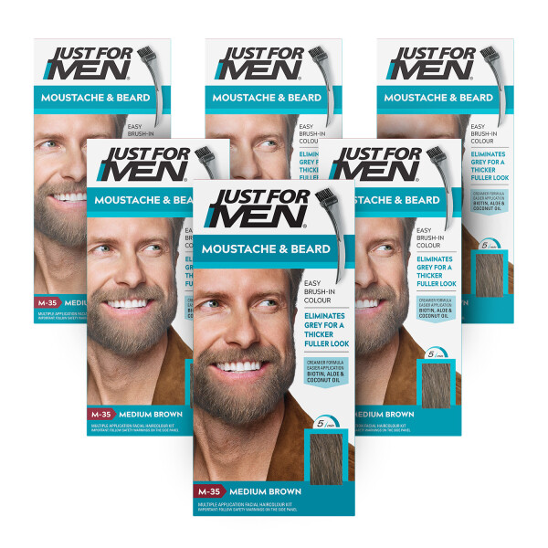 Just For Men Moustache & Beard Medium Brown Hair Dye M-35 6 Pack
