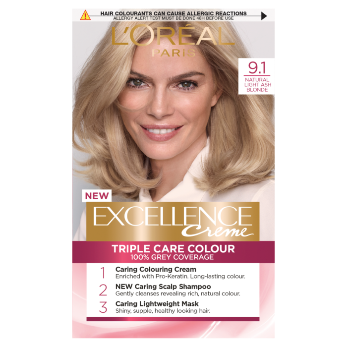 L'Oreal Paris Excellence Creme 9.1 Natural Light Ash Blonde Hair Dye