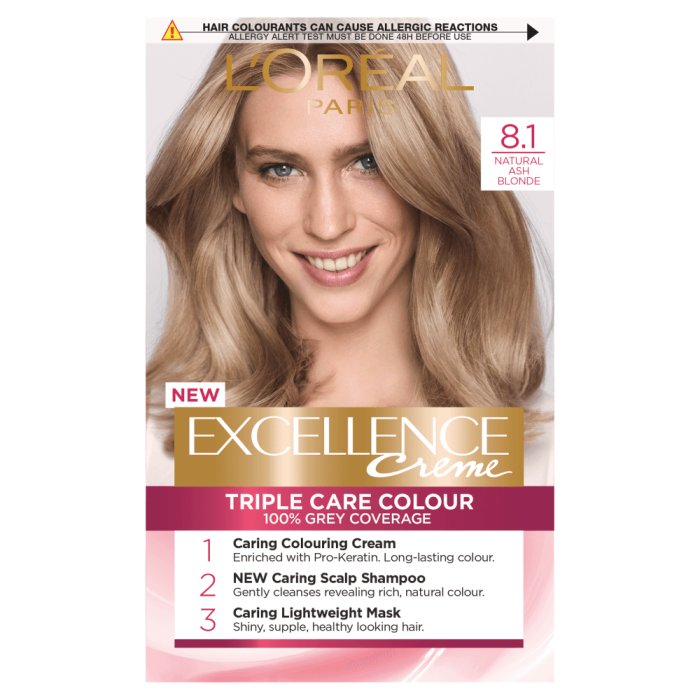 L'Oreal Paris Excellence Creme 8.1 Natural Ash Blonde Hair Dye