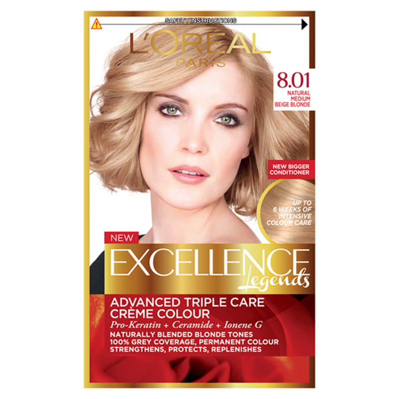 L'Oreal Excellence Blonde Legend 8.01 Natural Medium Beige Blonde Hair Dye