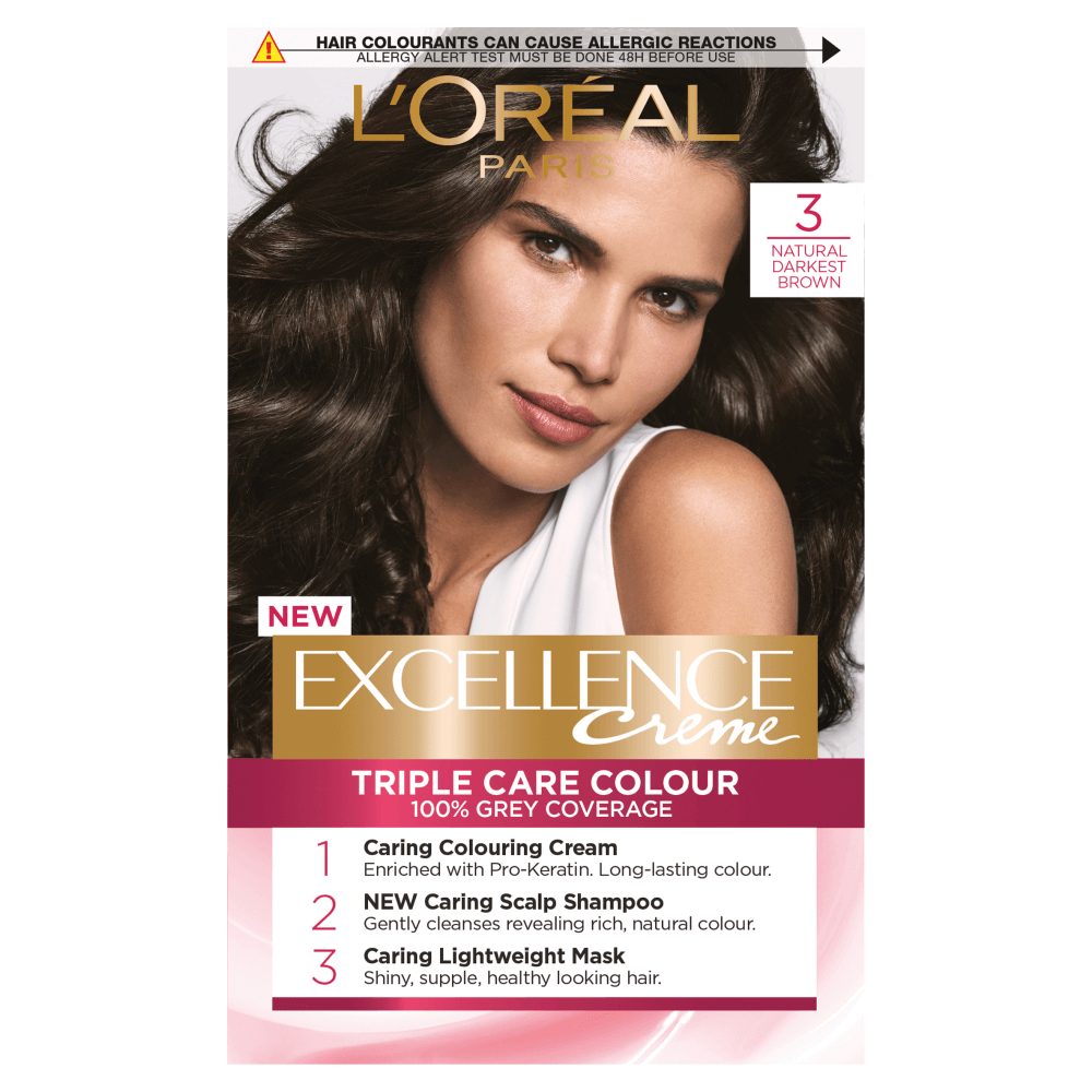 L'Oreal Paris Excellence Creme 3 Natural Darkest Brown Hair Dye