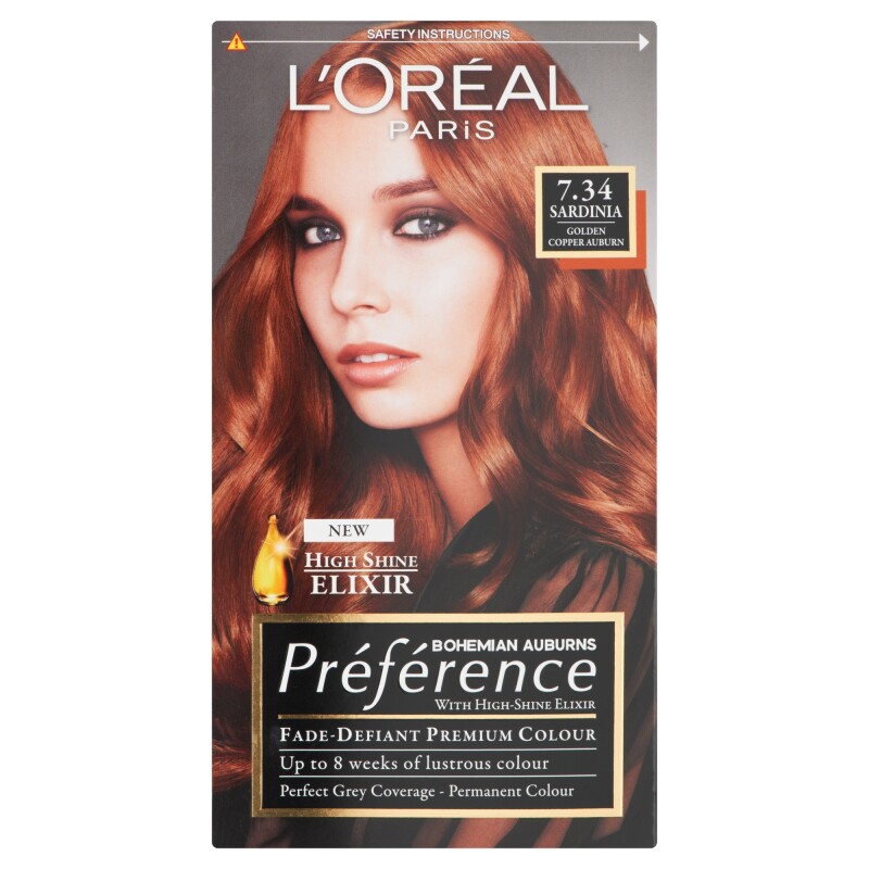LOreal Paris Preference Hair Colour 7.34 Sardinia Golden Auburn