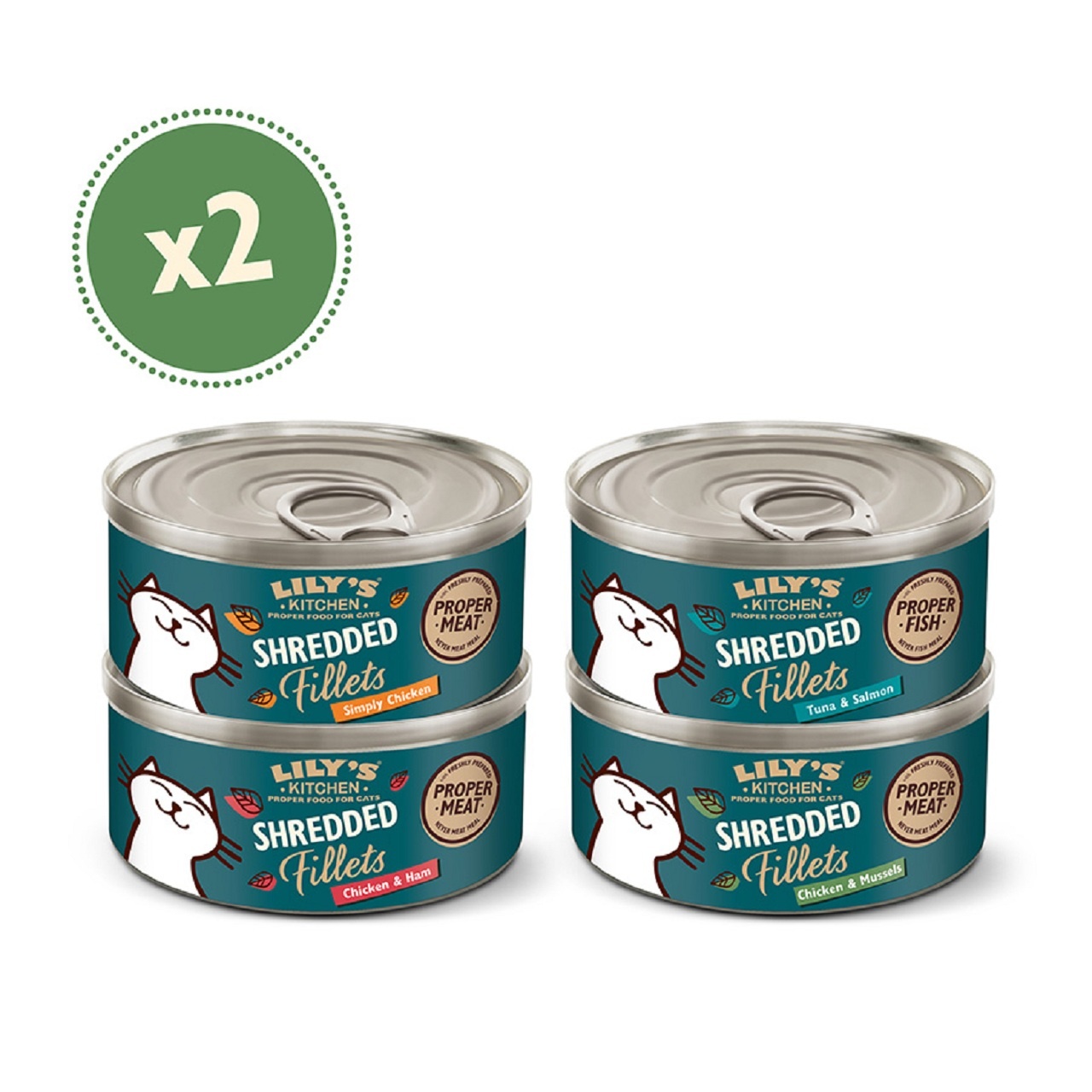 Lily's Kitchen Adult Cat Food Shredded Fillets Tins Multipack 8x70g