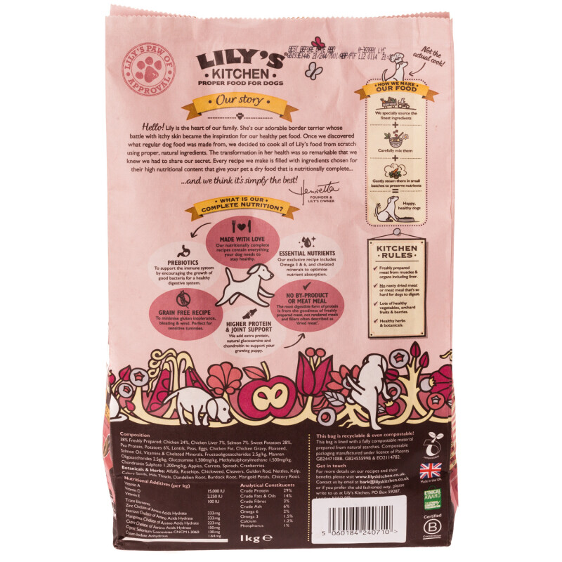 Expiry 08/2017 - Lilys Kitchen Perfectly Puppy Grain Free Dry Food