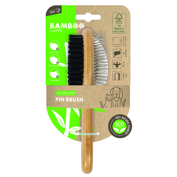 M-PETS Bamboo Double-Sided Pin Brush
