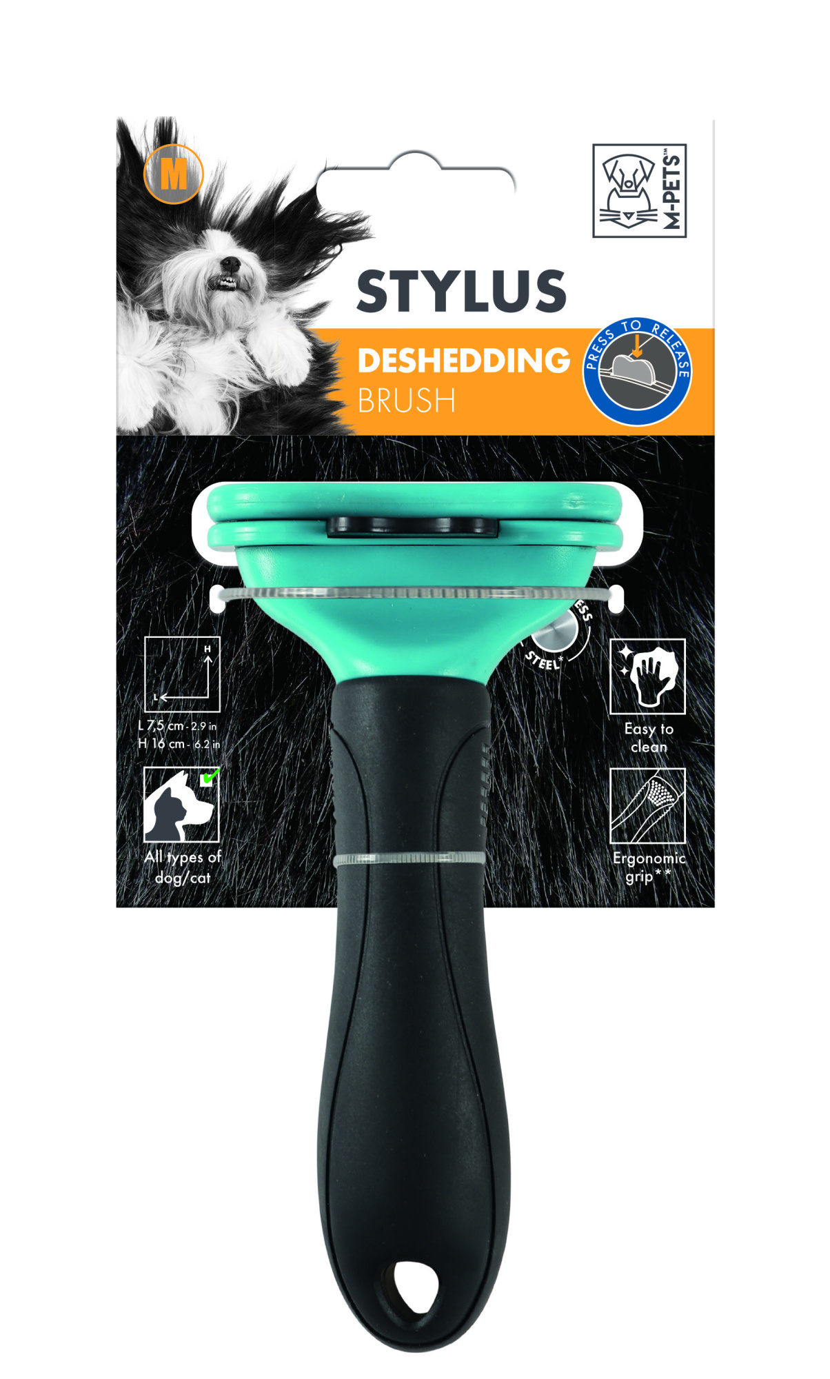 M-PETS Stylus Deshedding Brush - Medium