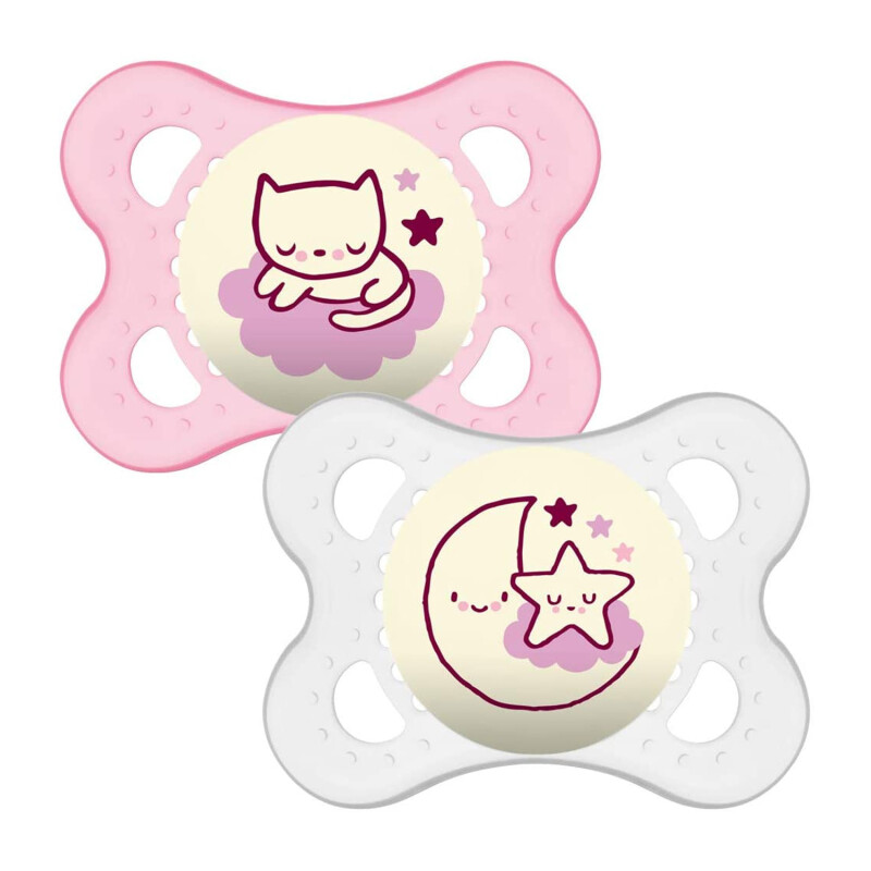 MAM Night 0+M Soother - Pink