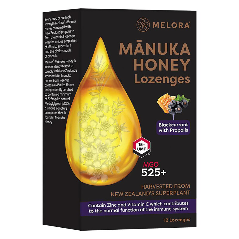 Melora Manuka Honey & Propolis Lozenges - Blackcurrant