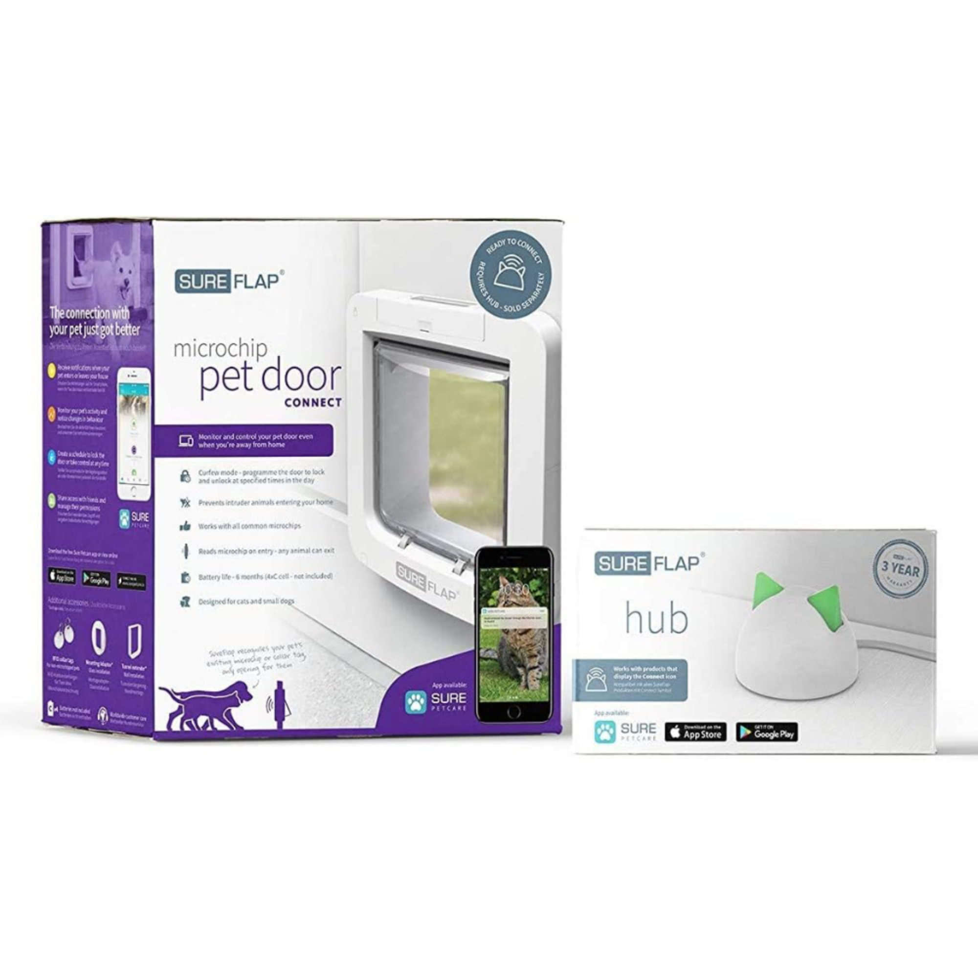 Microchip Pet Door Connect - White and Hub