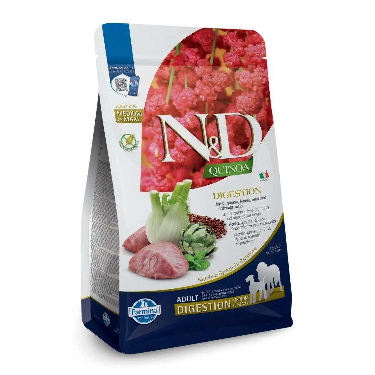 Farmina N&D Quinoa Dog Digestion. Lamb & Fennel Adult Medium/Maxi 7 Kg