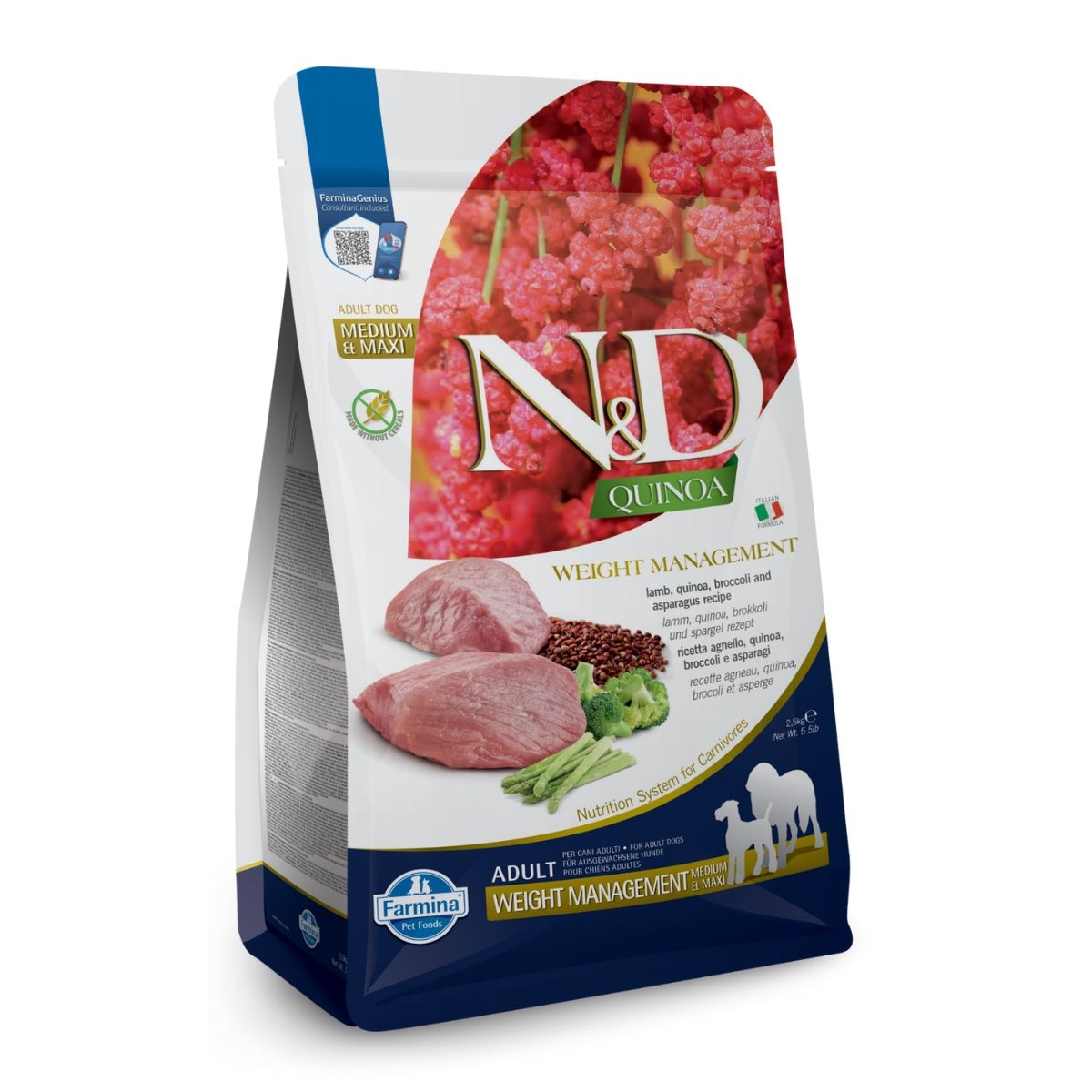 Farmina N&D Quinoa Dog Weight Management Lamb & Broccoli Adult Med/Maxi 2.5 Kg