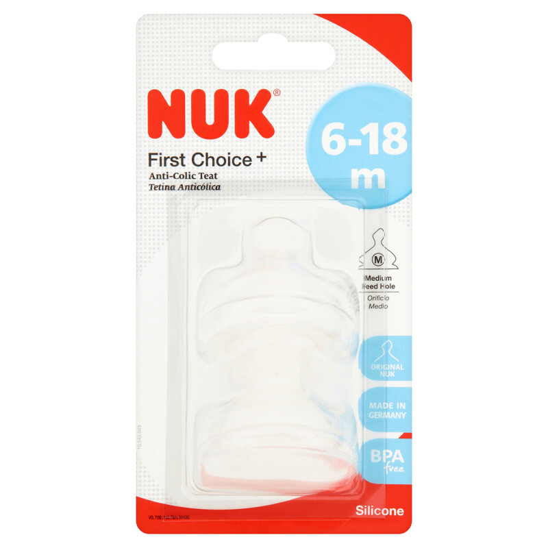 NUK First Choice Silicone Teat Size 2 Medium Hole Twin Pack