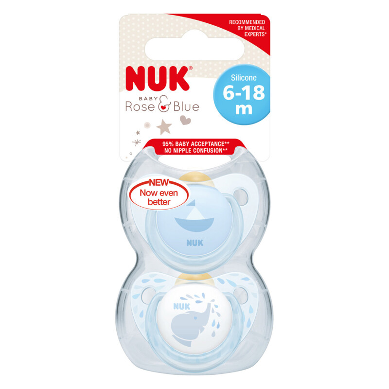 NUK Rose and Blue Latex Soother Blue 6m+