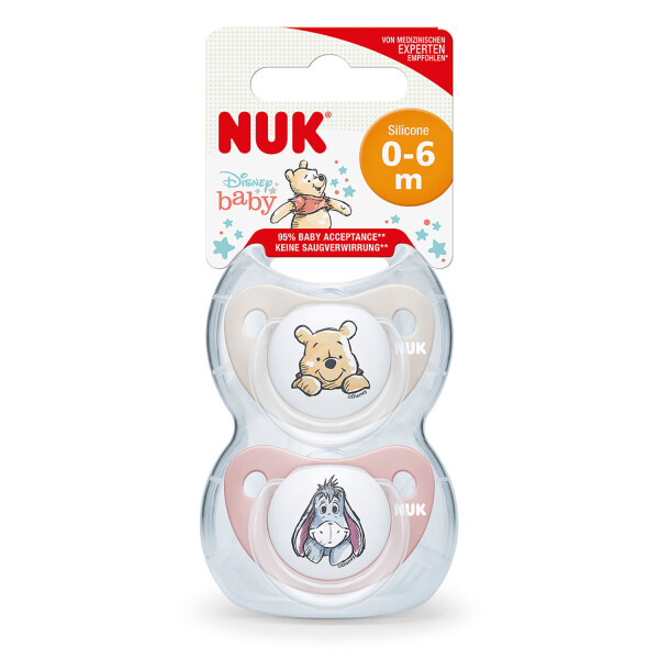 NUK Winnie The Pooh Silicone Soothers 0-6 Months Girl